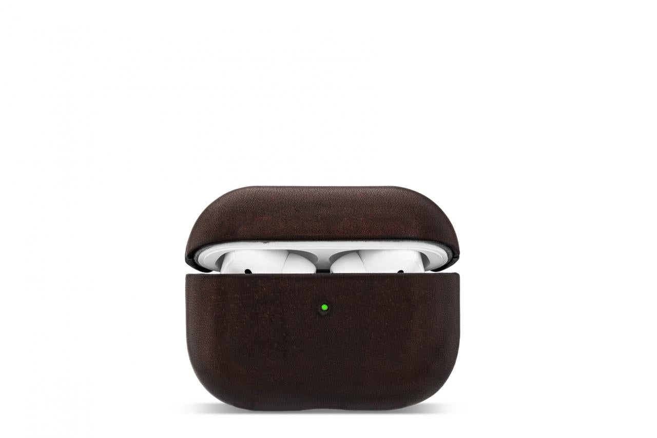 AirPods und AirPods Pro 3 Case OTLEY aus Leder in dunkelbraun für AirPod Pro 3, elegante Lederhülle für AirPods.