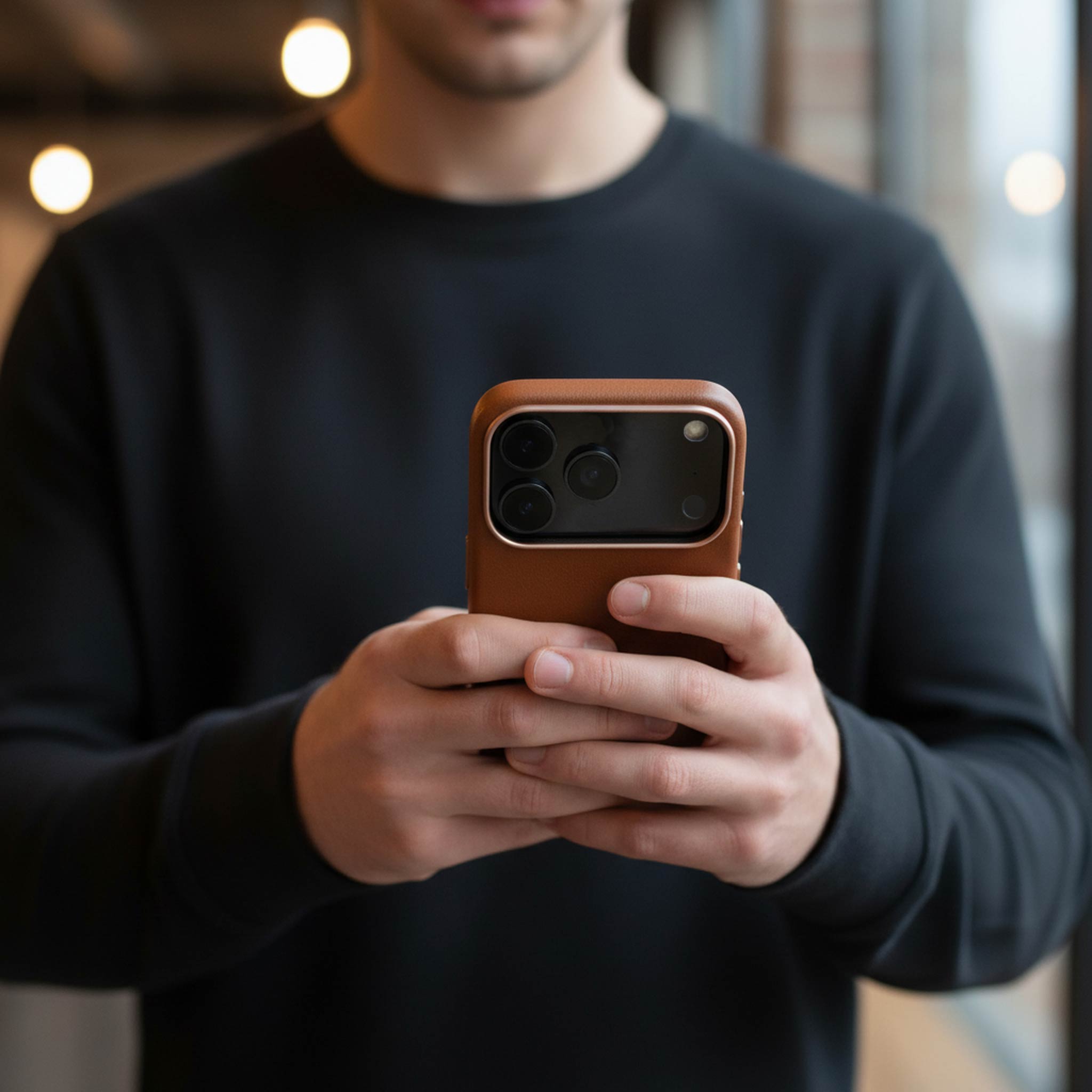 iPhone Lederhülle CHESTER - Leder oder Alcantara case Farbe: Hellbraun Größe: iPhone 17 Pro Pack & Smooch