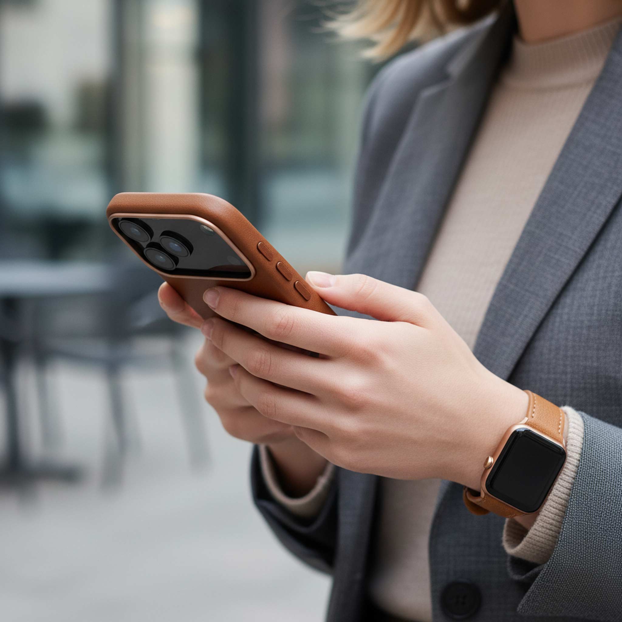 iPhone Lederhülle CHESTER - Leder oder Alcantara case Farbe: Hellbraun Größe: iPhone 17 Pro Pack & Smooch