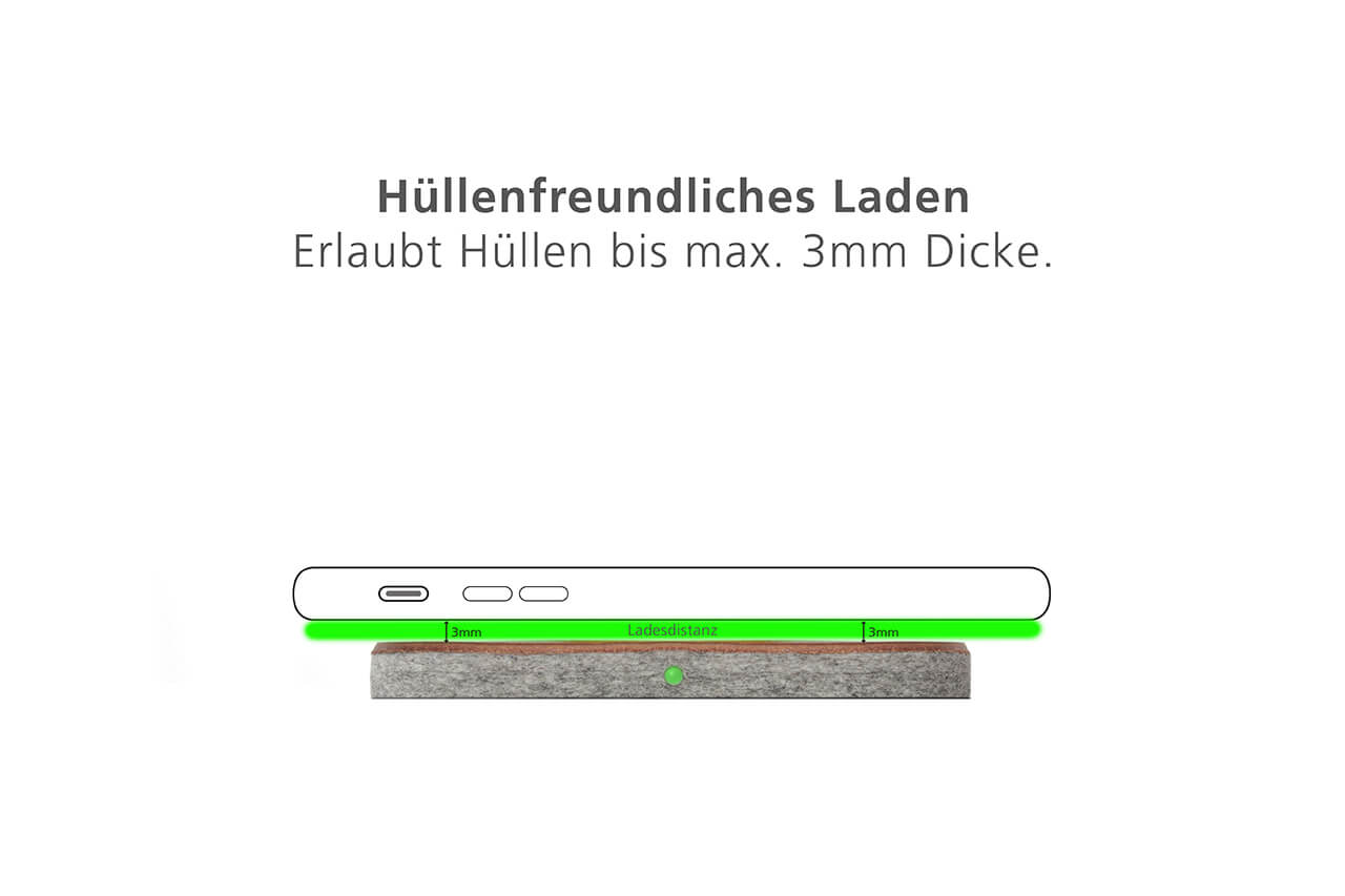 Wireless Charger TAURUS für iPhone Farbe: Dunkelbraun Pack & Smooch