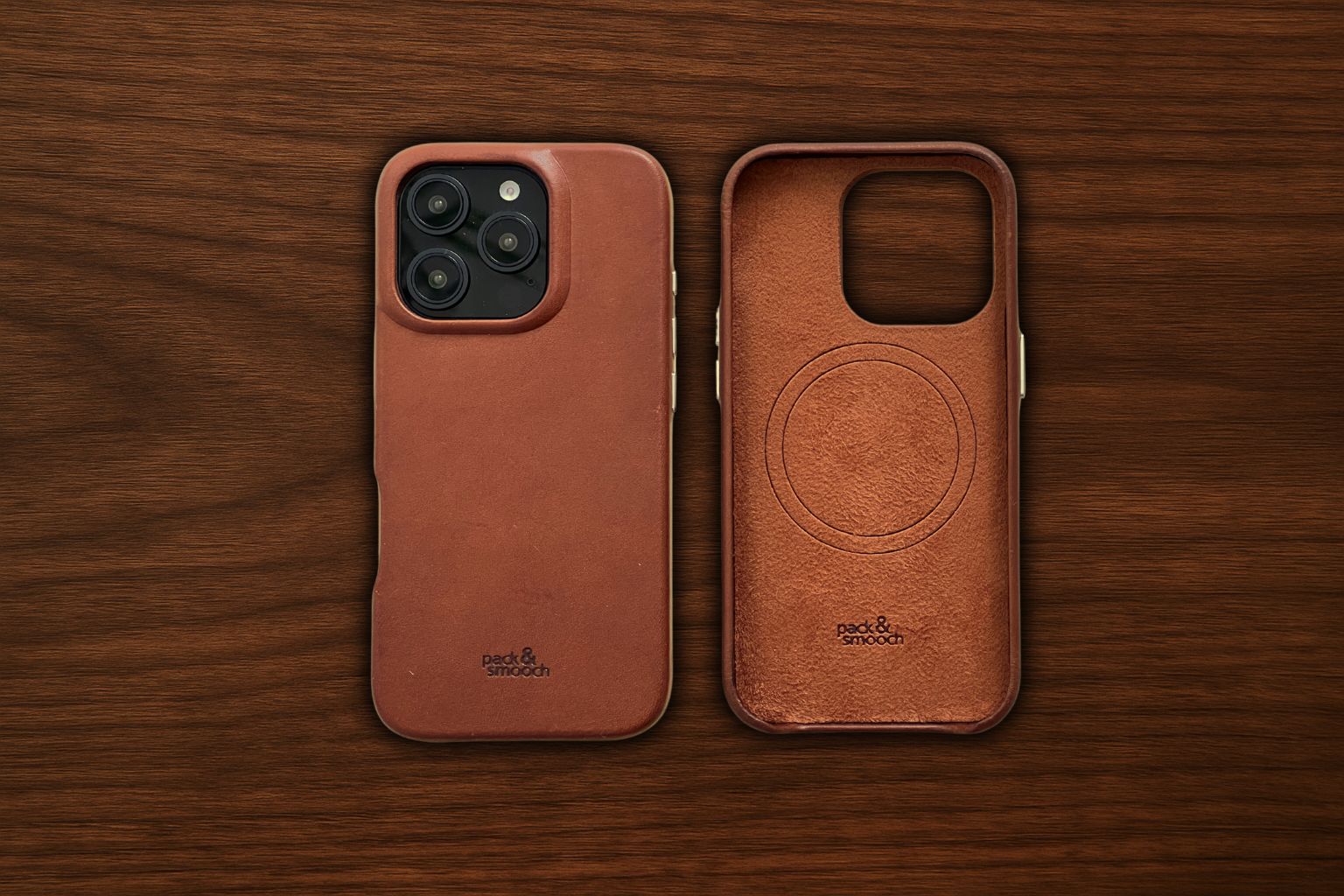 iPhone Lederhülle CHESTER - Leder oder Alcantara case Farbe: Hellbraun Größe: iPhone 16 Pro Pack & Smooch