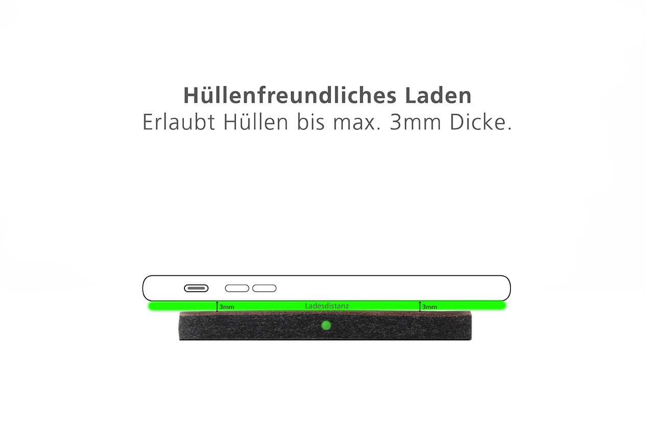 Wireless Charger TAURUS für iPhone Farbe: Dunkelbraun Pack & Smooch