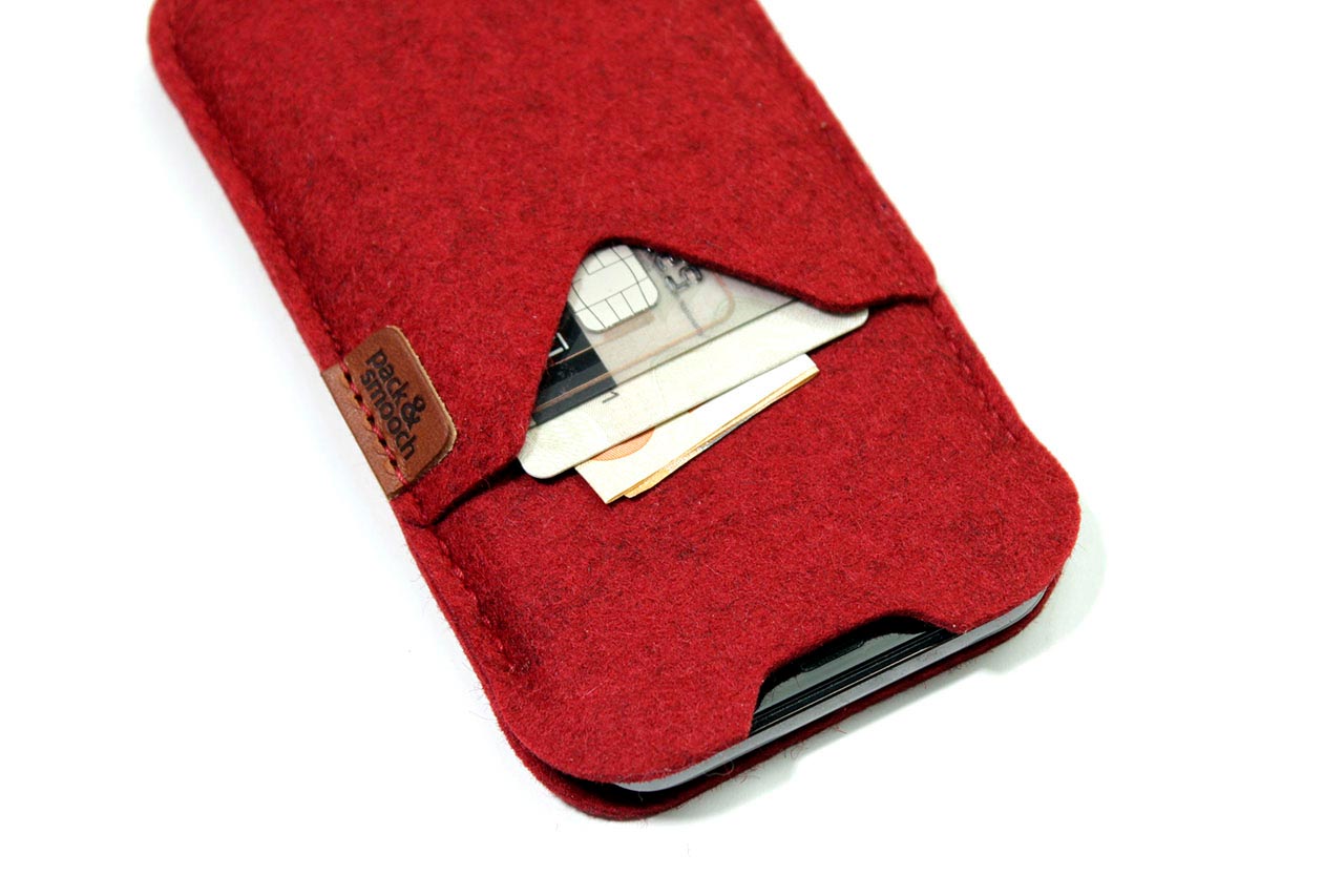 iPhone Hülle SHETLAND aus Wollfilz Farbe: Dunkelgrau Größe: iPhone 17 Pro / 17 Pack & Smooch