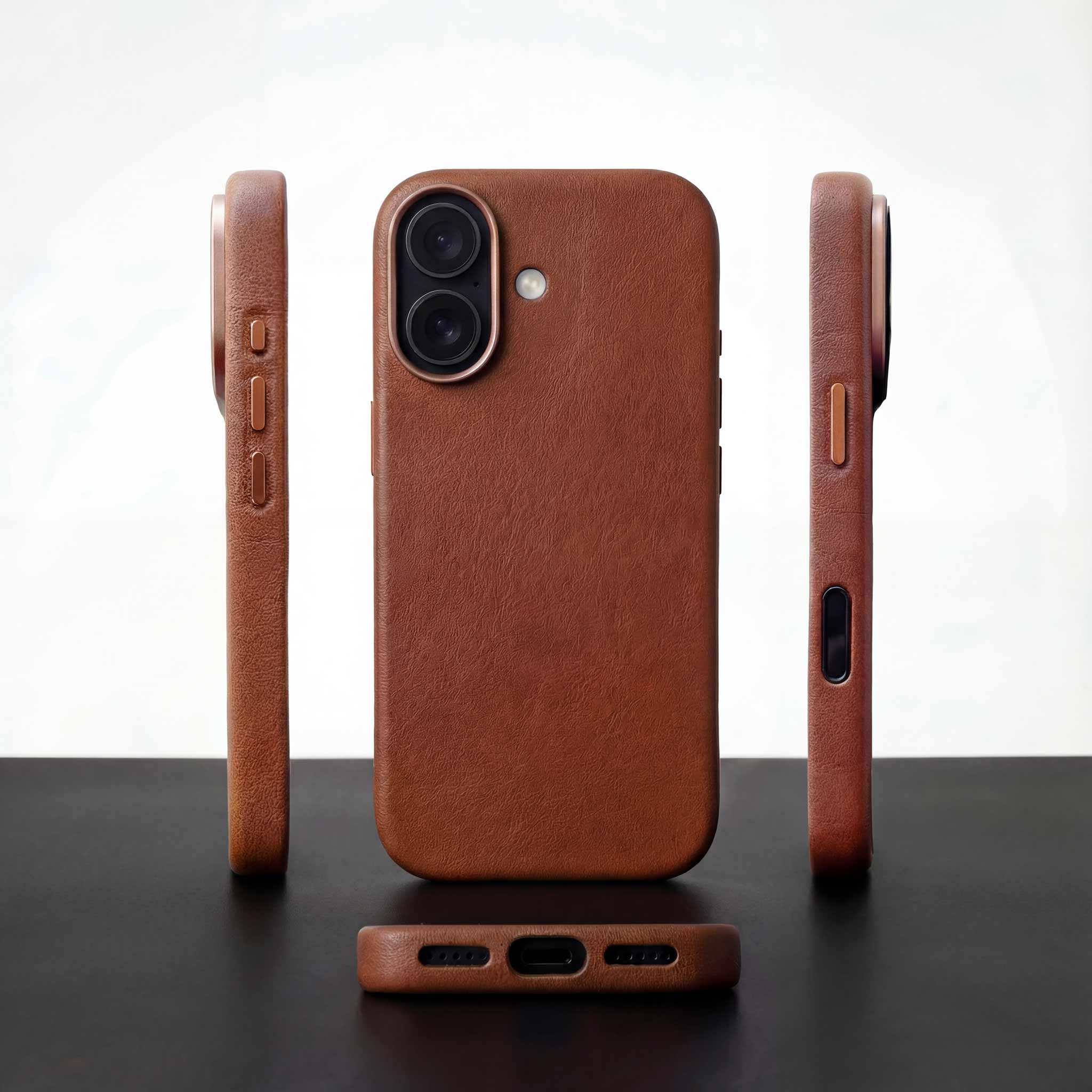 iPhone Lederhülle CHESTER - Leder oder Alcantara case Farbe: Hellbraun Größe: iPhone 17 Pack & Smooch