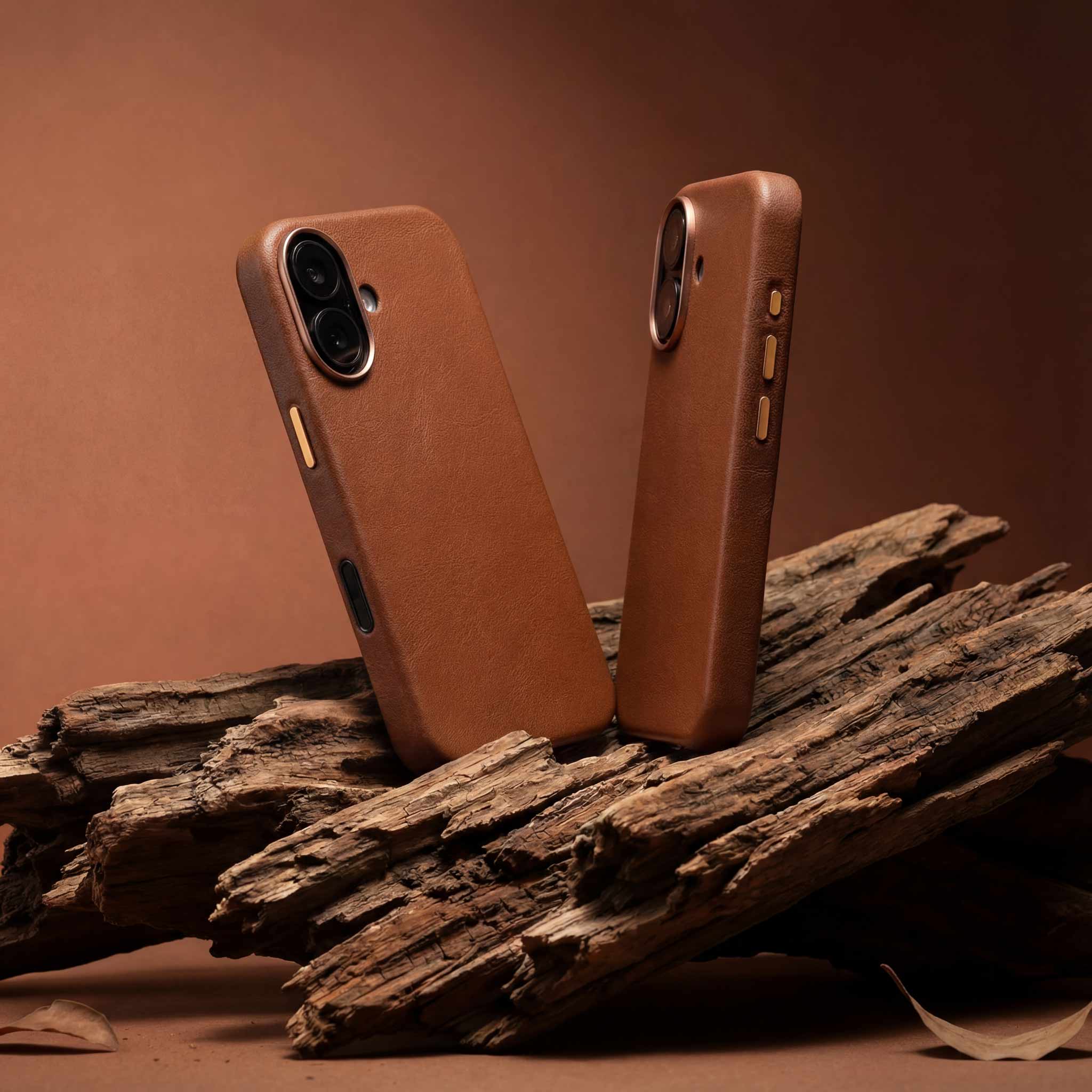 iPhone Lederhülle CHESTER - Leder oder Alcantara case Farbe: Hellbraun Größe: iPhone 17 Pack & Smooch