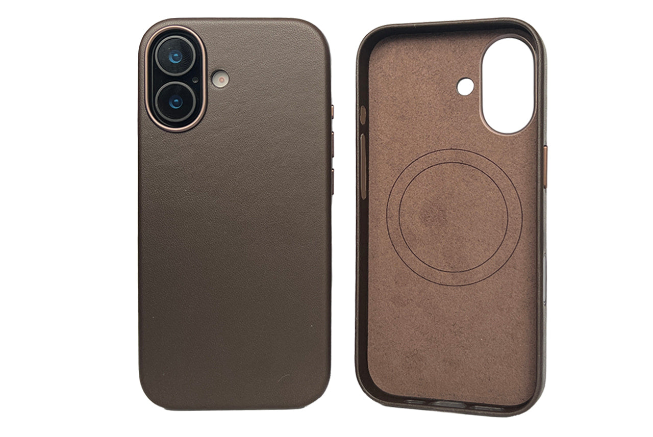 iPhone Lederhülle CHESTER - Leder oder Alcantara case Farbe: Dunkelbraun Größe: iPhone 17 Pack & Smooch