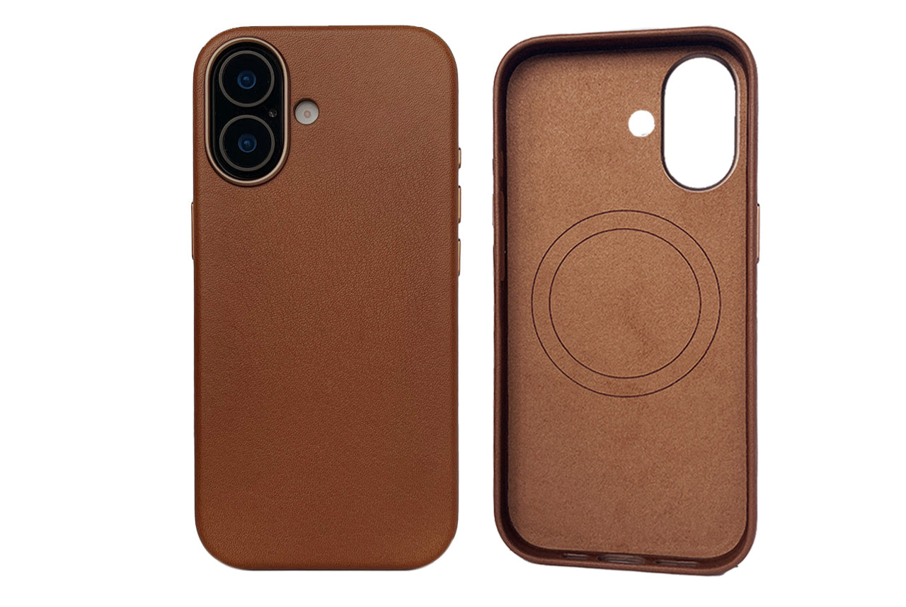 iPhone Lederhülle CHESTER - Leder oder Alcantara case Farbe: Hellbraun Größe: iPhone 17 Pack & Smooch