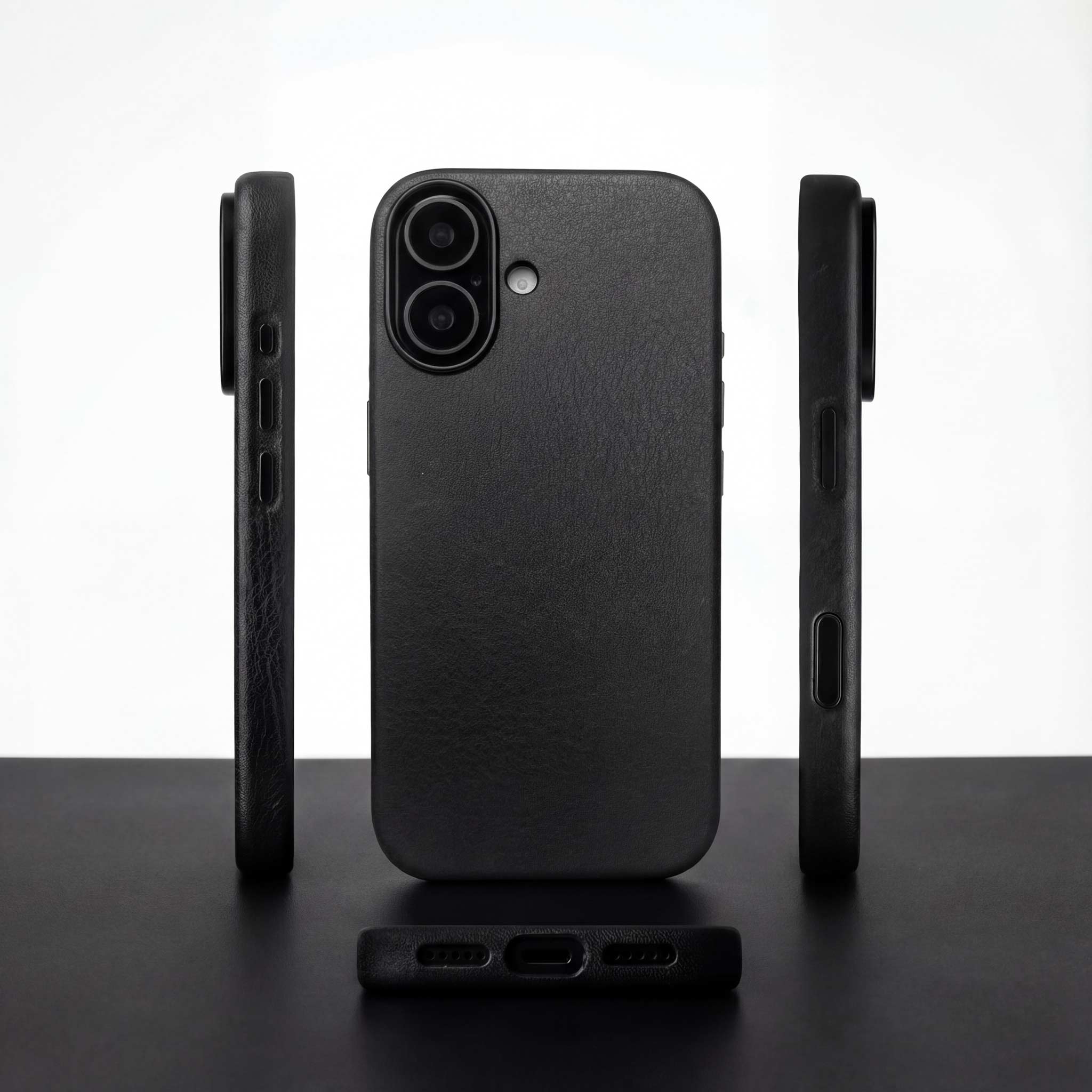 iPhone Lederhülle CHESTER - Leder oder Alcantara case Farbe: Schwarz Größe: iPhone 17 Pack & Smooch