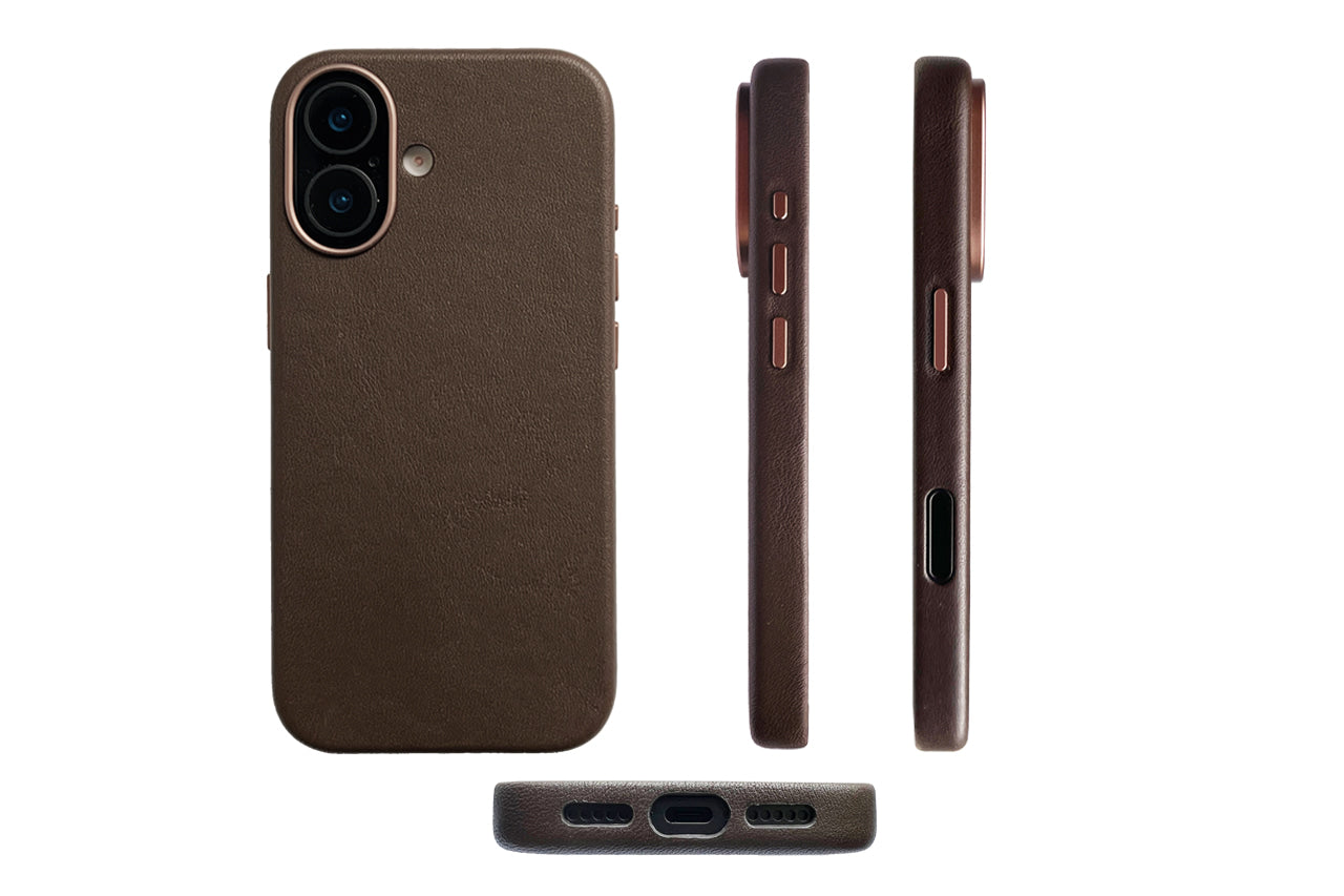 iPhone Lederhülle CHESTER - Leder oder Alcantara case Farbe: Dunkelbraun Größe: iPhone 17 Pack & Smooch