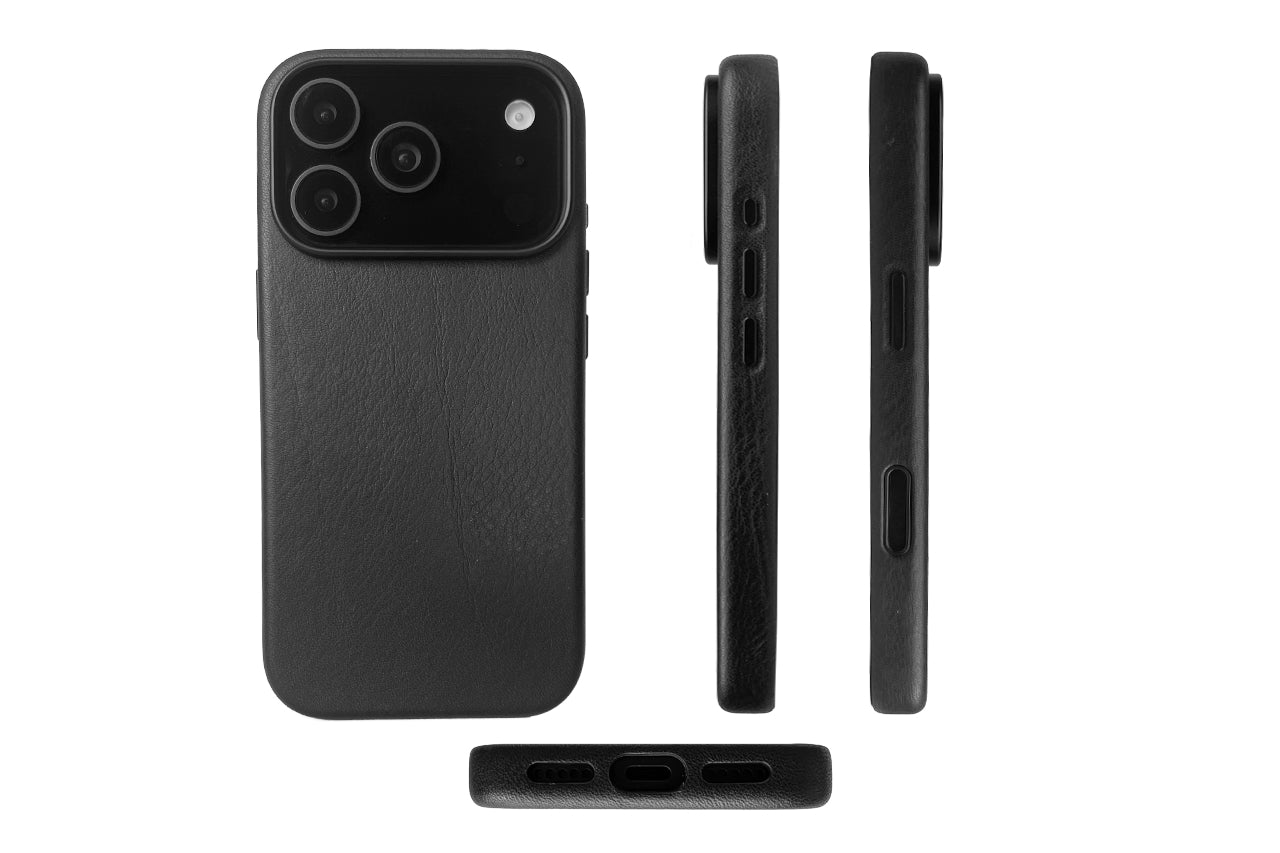 iPhone Lederhülle CHESTER - Leder oder Alcantara case Farbe: Schwarz Größe: iPhone 17 Pro Pack & Smooch