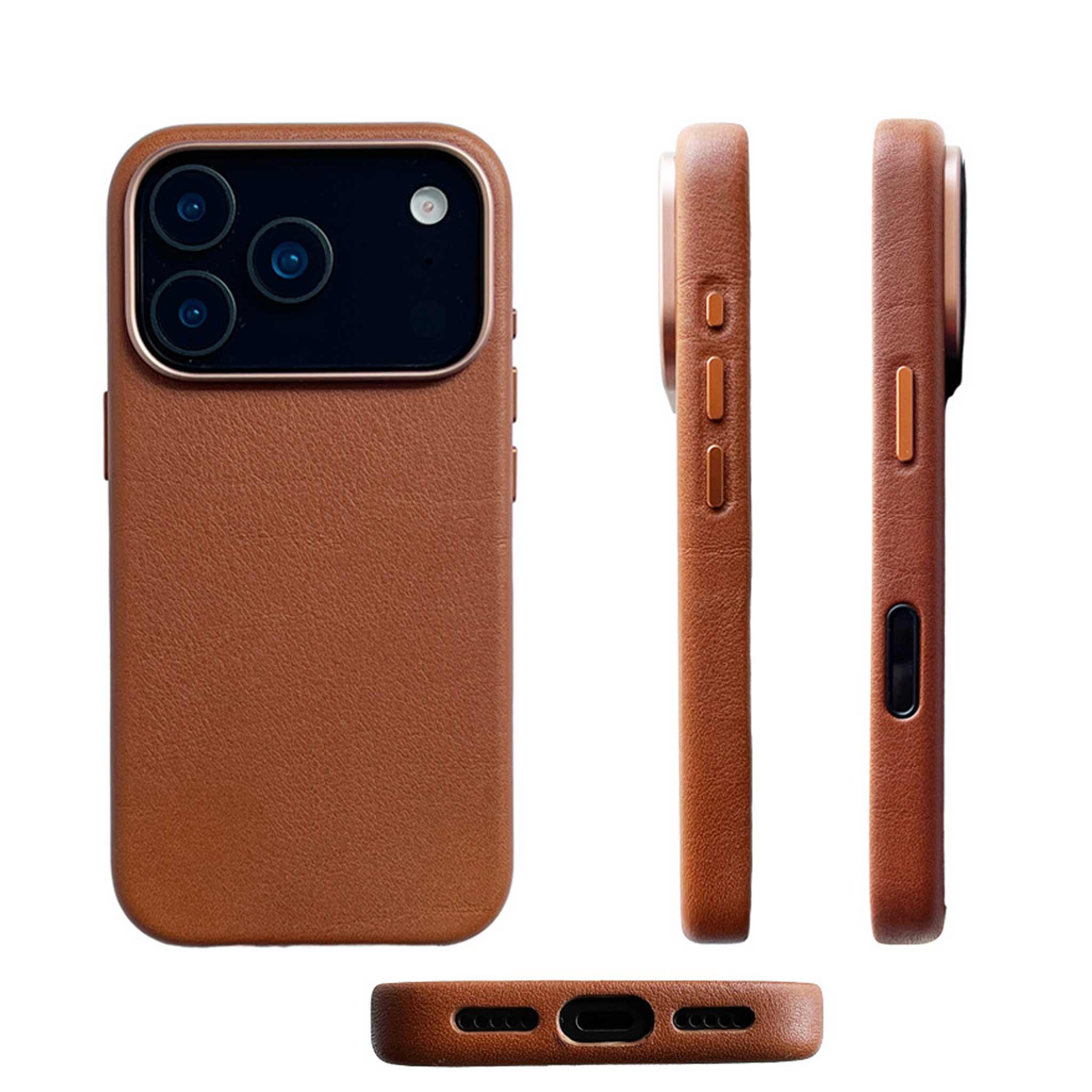 iPhone Lederhülle CHESTER - Leder oder Alcantara case Farbe: Hellbraun Größe: iPhone 17 Pro Pack & Smooch