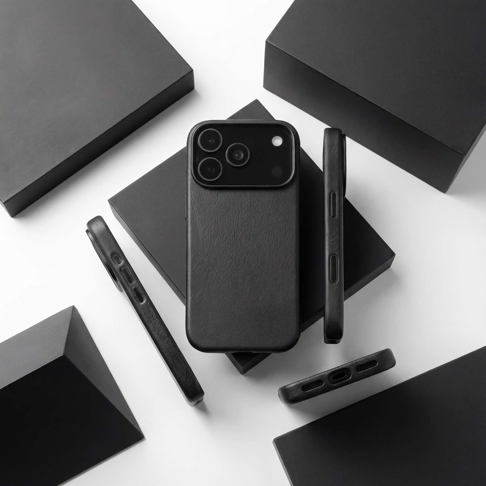 iPhone Lederhülle CHESTER - Leder oder Alcantara case Farbe: Schwarz Größe: iPhone 17 Pro Pack & Smooch