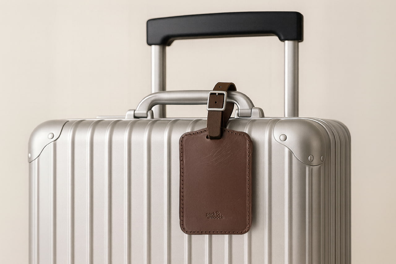 Kofferanhänger, Gepäckanhänger aus Leder Farbe: Dunkelbraun Pack & Smooch