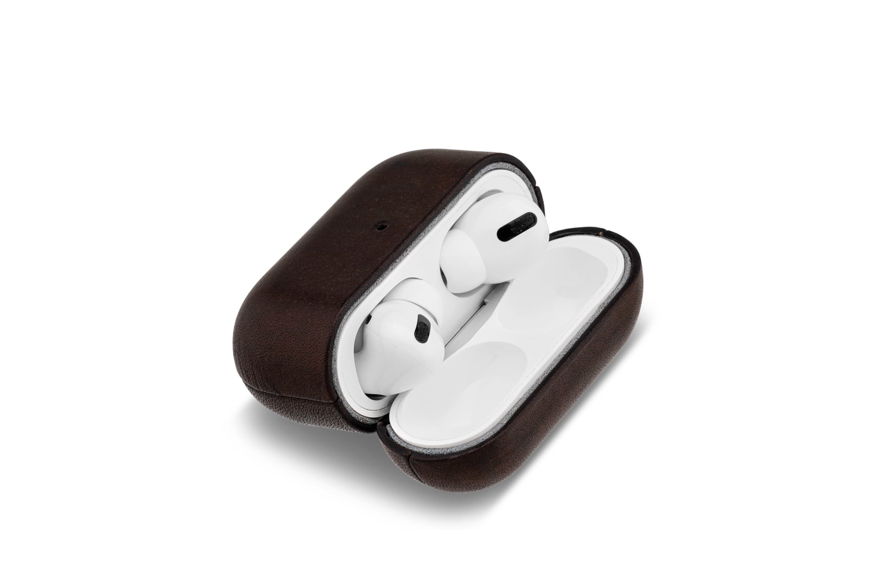 AirPods und AirPods Pro 3 Case OTLEY aus Leder in dunkelbraun, elegantes Design für AirPods-Pro 3 Nutzer.
