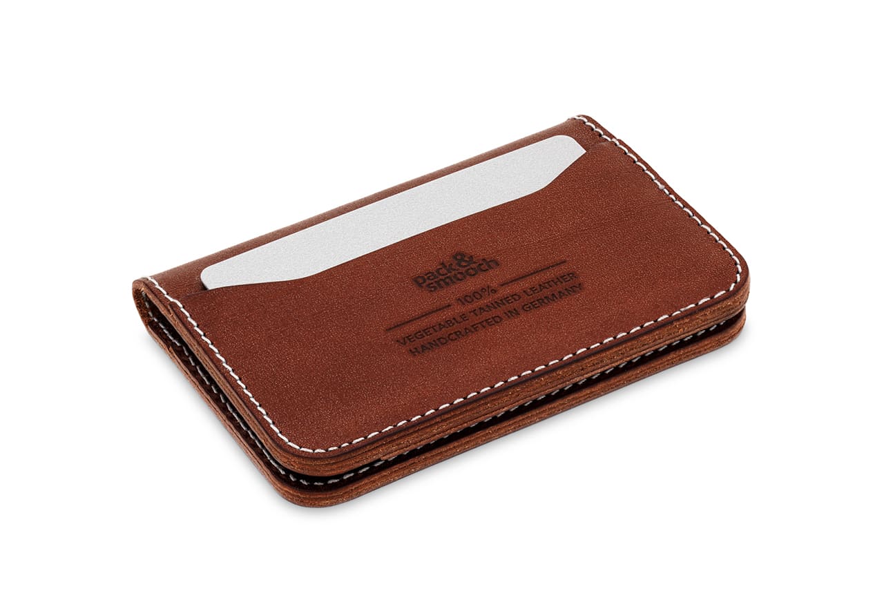 HERFORD Miniwallet – Kartenetui aus Premium-Leder in Schokobraun, schlankes Design, handgefertigt in Deutschland.