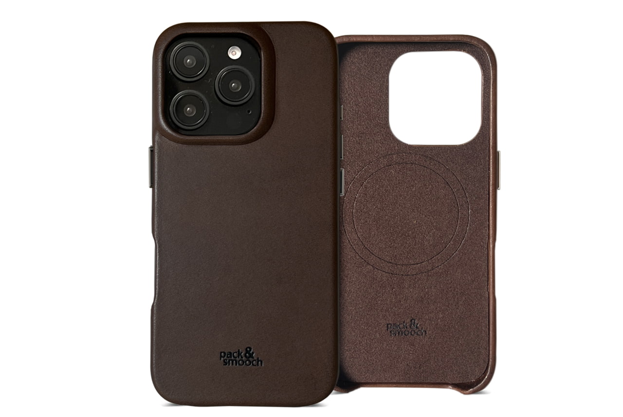 iPhone Lederhülle CHESTER - Leder oder Alcantara case Farbe: Dunkelbraun Größe: iPhone 17 Pack & Smooch