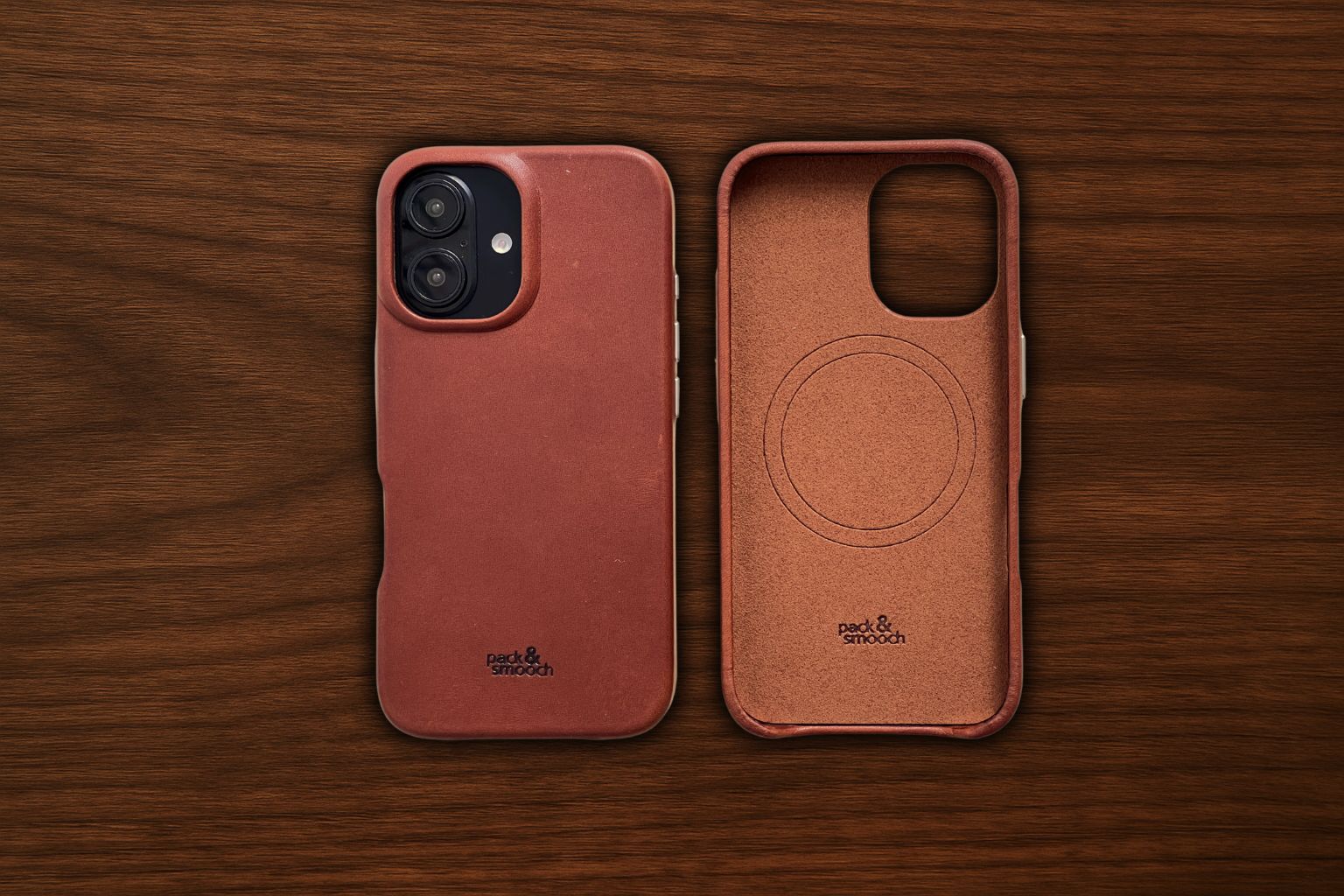 iPhone Lederhülle CHESTER - Leder oder Alcantara case Farbe: Hellbraun Größe: iPhone 16 Pack & Smooch