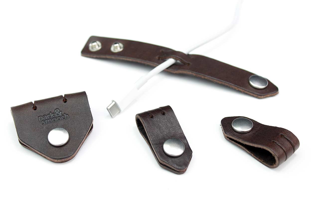 Kabel Organizer Set aus Leder - 4er Set Farbe: Hellbraun Pack & Smooch