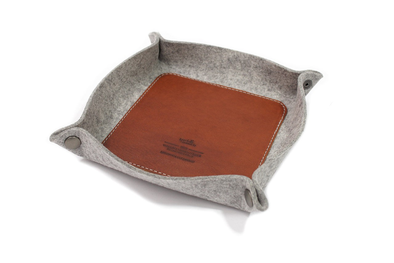 Schlüsselablage CORBY aus Wollfilz und Leder Farbe: Hellgrau-Hellbraun Pack & Smooch