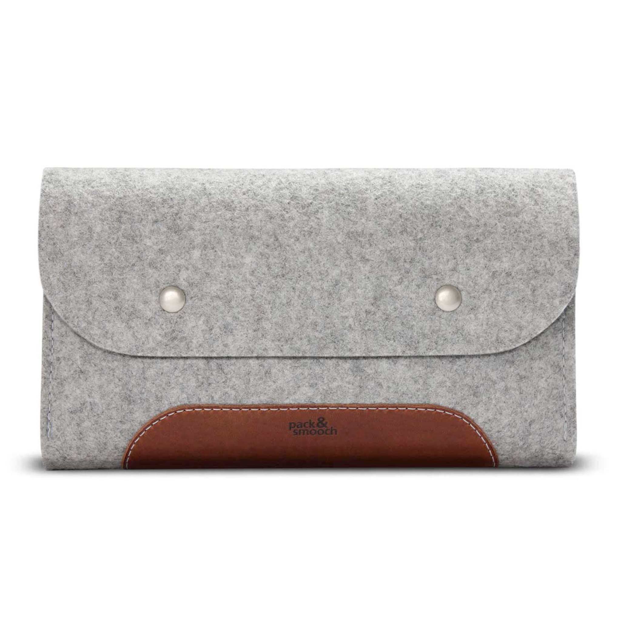 Kabeltasche CORRIEDALE XS aus Wollfilz und Leder Farbe: Hellgrau - Hellbraun Pack & Smooch