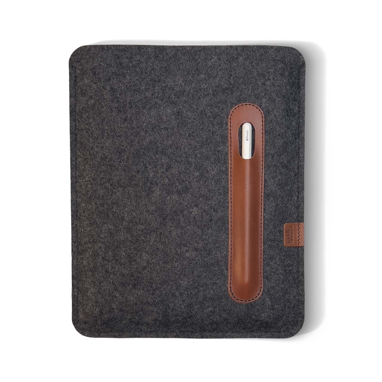 iPad sleeve SUFFOLK of wool felt - dark gray / light brown / iPad Pro/Air 11