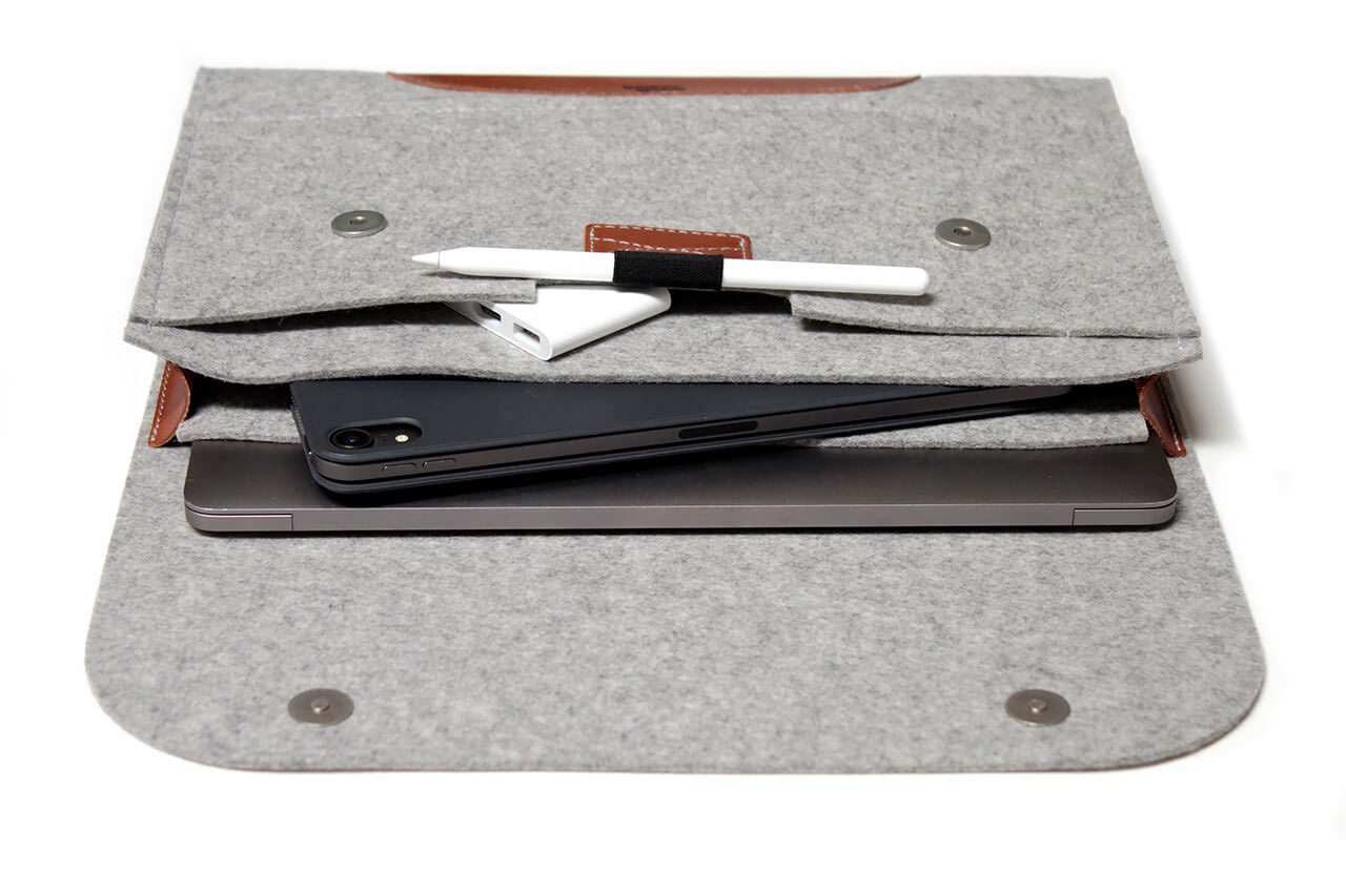 MacBook Laptop iPad Tasche CORRIEDALE Wollfilz Leder