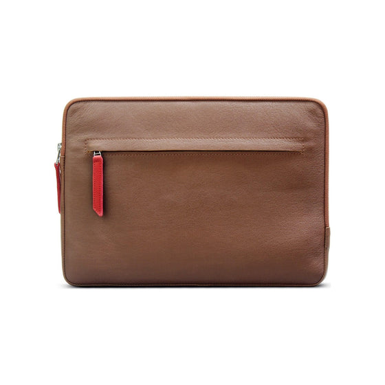 ANGUS leather iPad case in vegetable-tanned leather with two zips