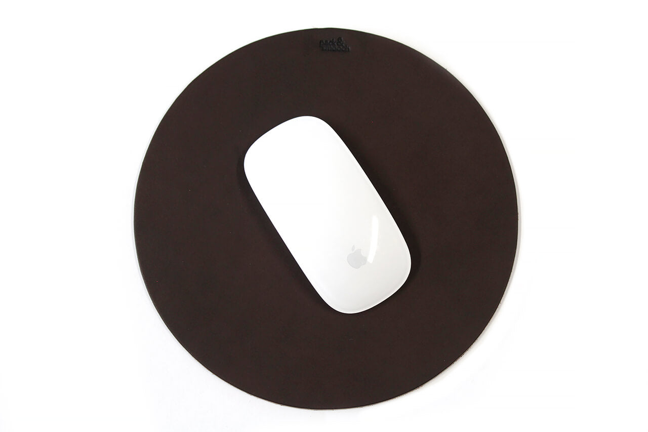 Mouse pad of leather - natural rubber - dark brown