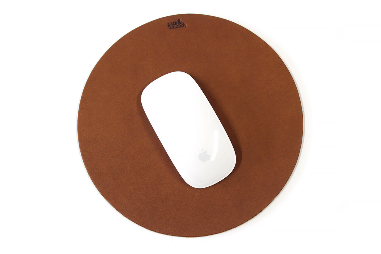 Mouse pad of leather - natural rubber - light brown