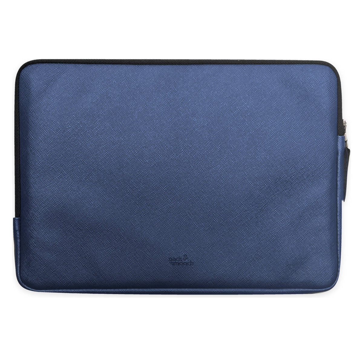 Rückseite der veganen iPad-Hülle ANGUS in Königsblau mit eingeprägtem pack & smooch Logo