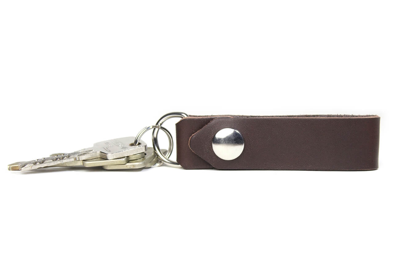 Leather key fob in dark brown by Pack & Smooch