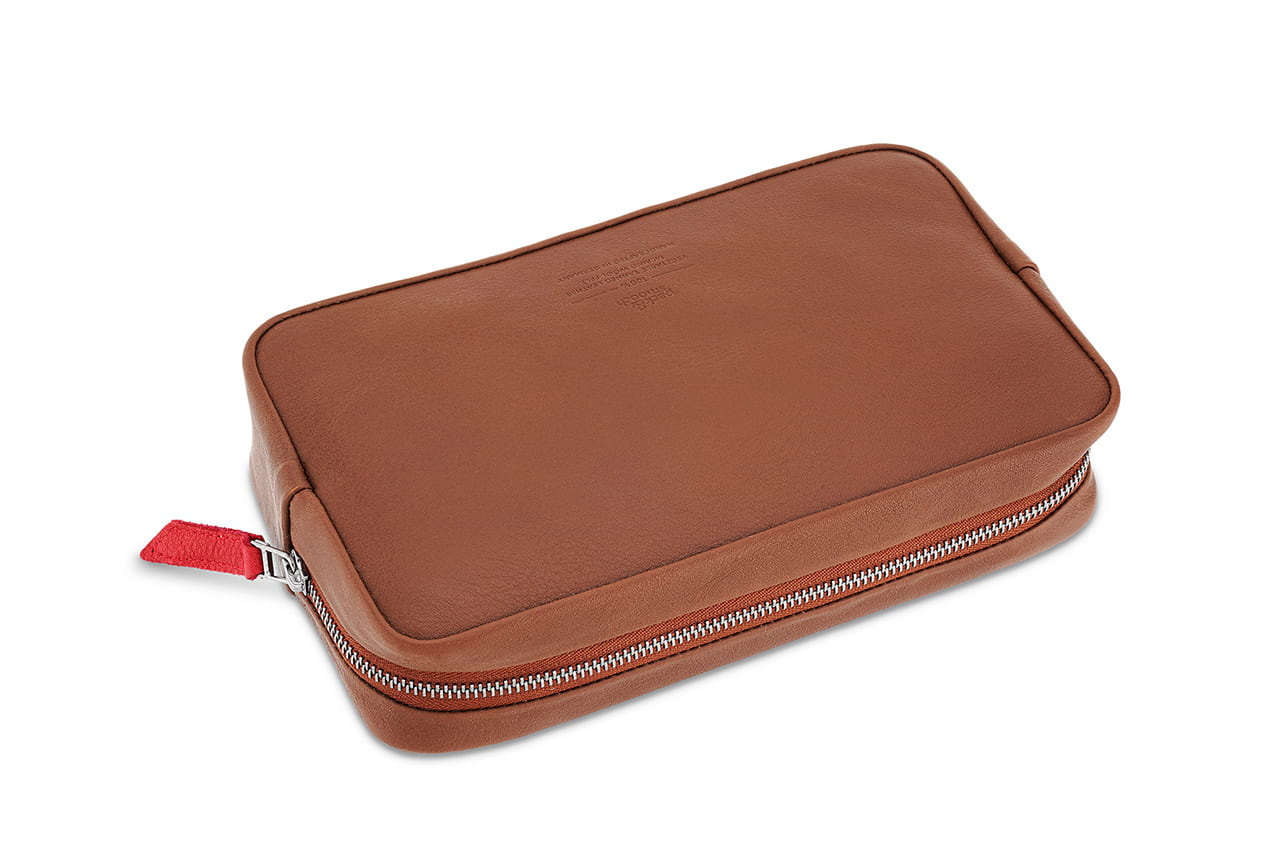 Leather iPad accessory bag cable case for Magic Mouse and SD card