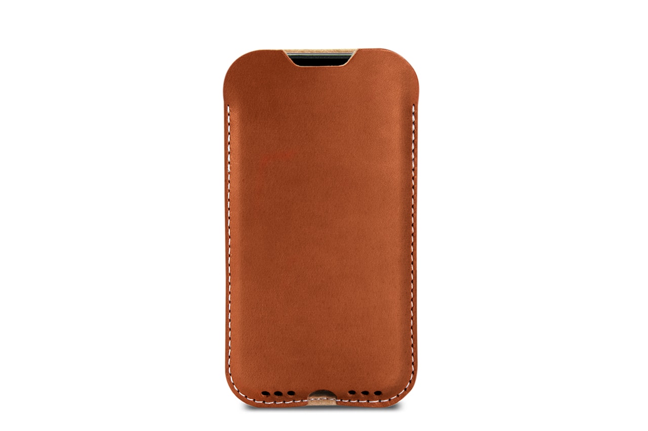 Light brown leather sleeve for iPhone