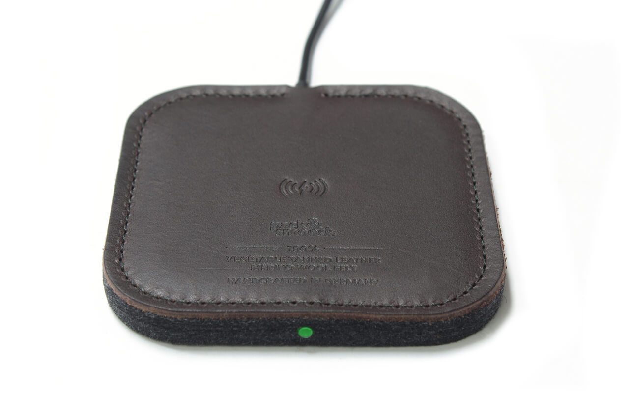 Wireless Charger made of dark brown leather