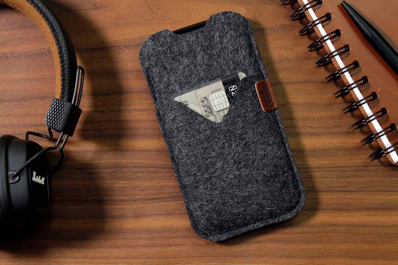 iPhone case with front pocket