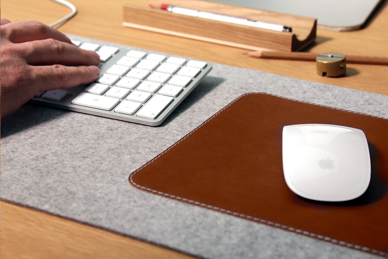 Leather mouse pad on felt pad by Pack & Smooch
