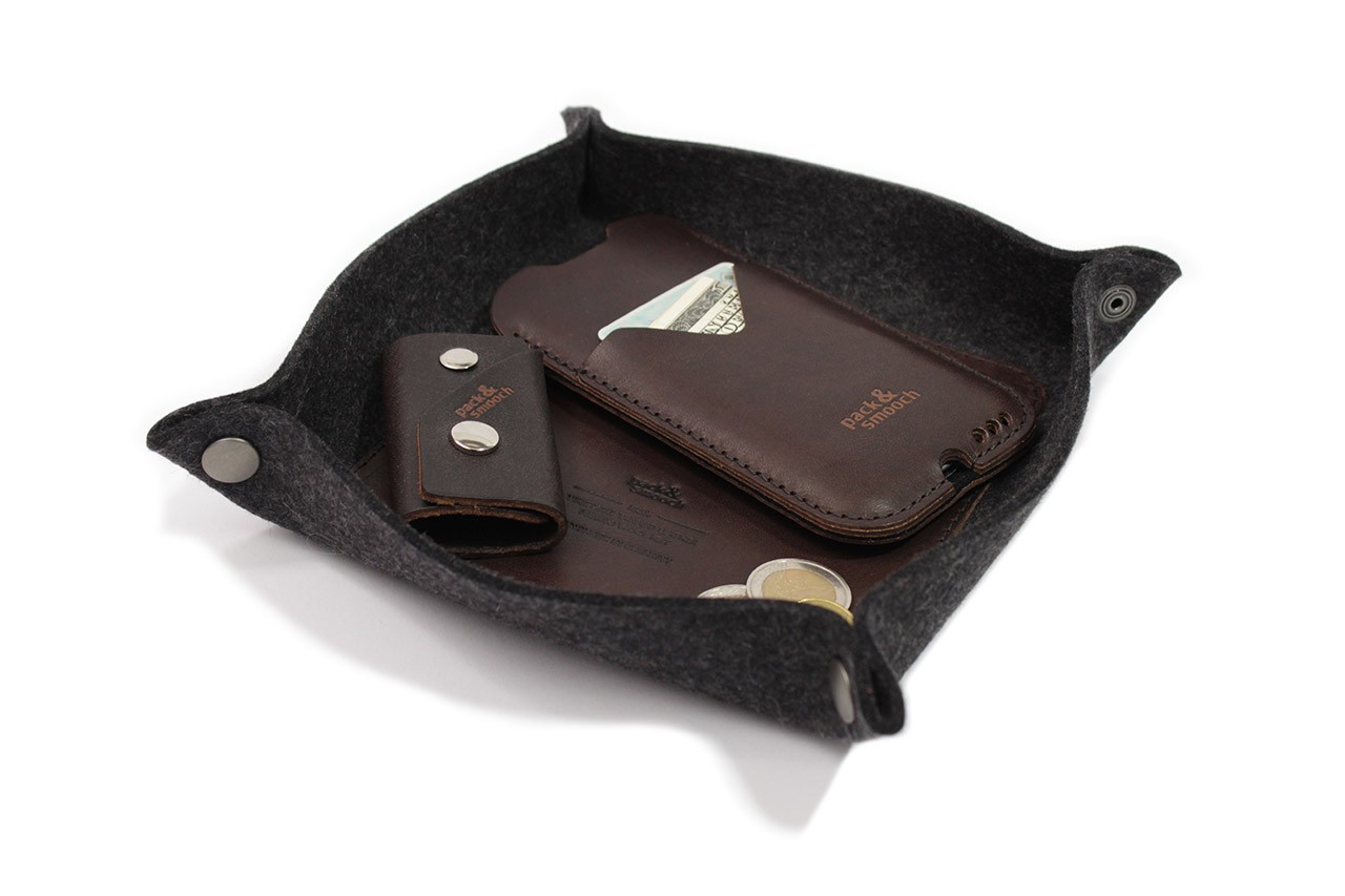 Key tray CORBY made of wool felt and leather 