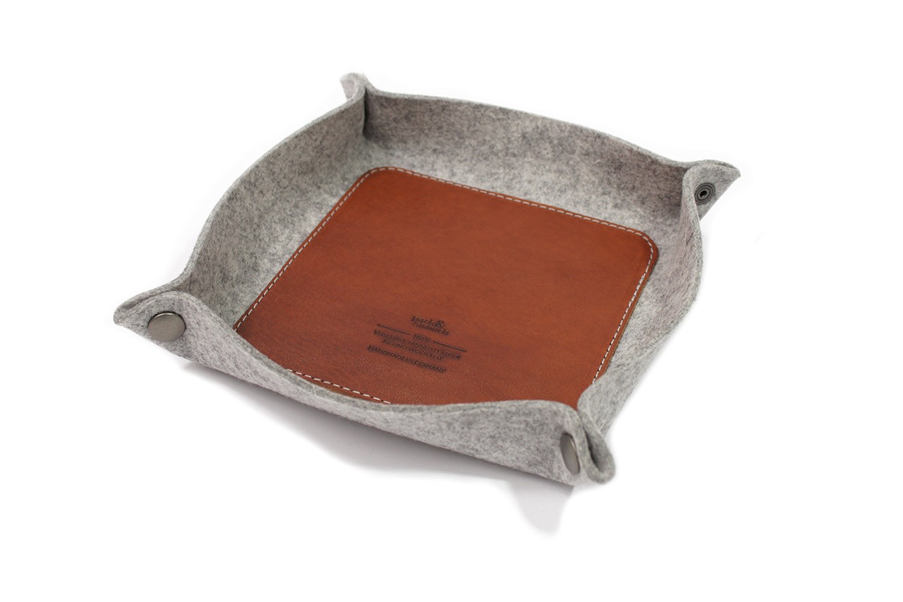 Key tray CORBY made of wool felt and leather 
